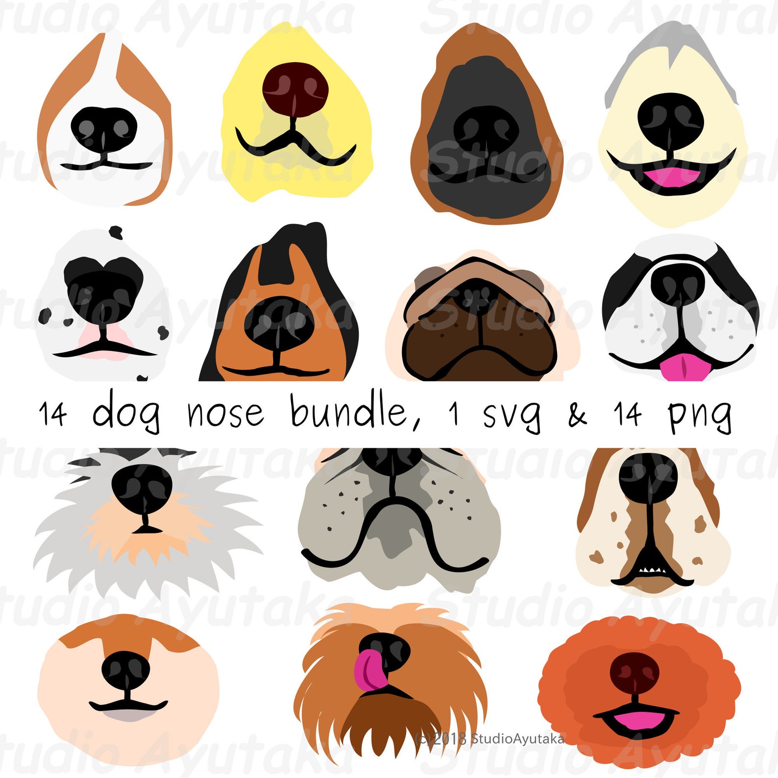 14 dog's nose bundle svg png | Etsy