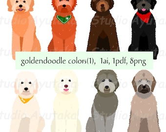 Goldendoodle colors bundle(1), png, pdf, ai