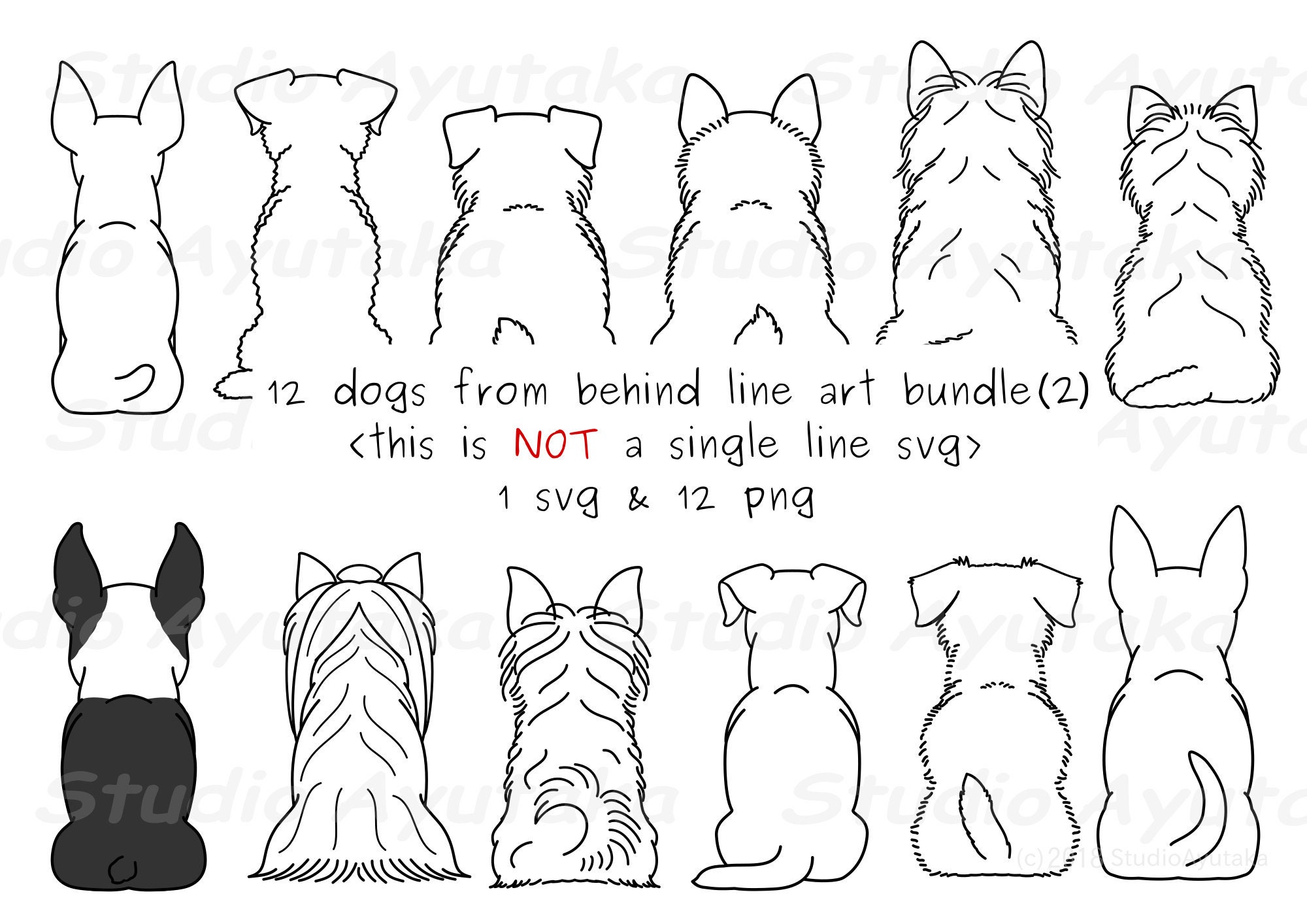 12 Dogs Back Line Art Bundle2 Svg Png Etsy 日本