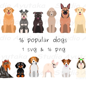 16 popular dogs bundle, svg, png