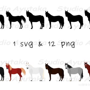 conjunto de borda de vários cavalos em pé, svg, png, ilustração, desenho digital, feito à mão