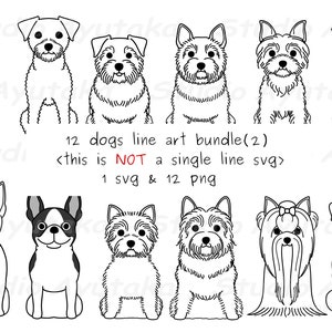 12 Hunde Line Art Bundle(2), SVG, PNG, handgefertigt, Illustration, digitale Zeichnung