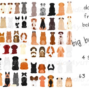 63 dogs from behind big bundle,  svg, png, illustration, digital drawing, handmade