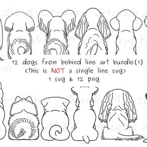 12 dogs back line art bundle(1), svg, png, handmade, illustration, digital drawing