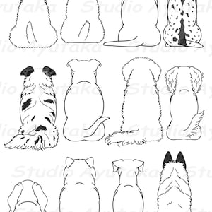 60 dogs from behind lineart big bundle, svg, png 画像 2