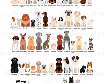 57 breeds of dog chart, svg, jpg, png, 16*20&#39;&#39;