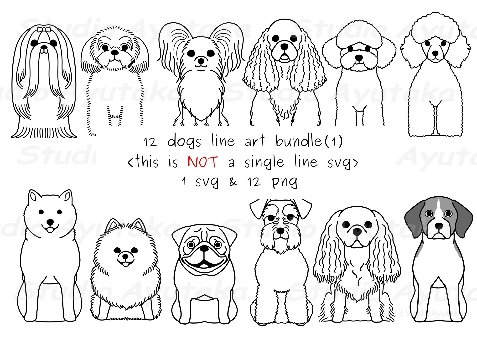 12 Dogs Line Art Bundle1 Svg Png - Etsy