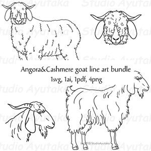 Faserrasse Ziegen Line Art Design, SVG, Ai, PDF, PNG, Illustration, digitale Zeichnung, handgefertigt