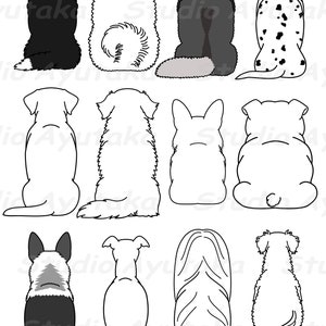 60 dogs from behind lineart big bundle, svg, png 画像 3