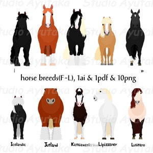 horse breed F~L bundle,  ai, pdf, png