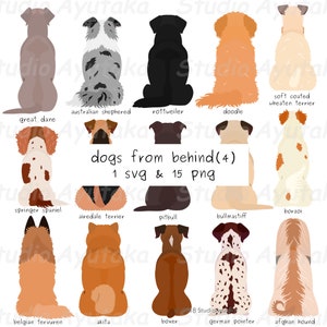 Hunde von hinten(4), SVG, PNG, handgefertigt, Illustration, digitale Zeichnung