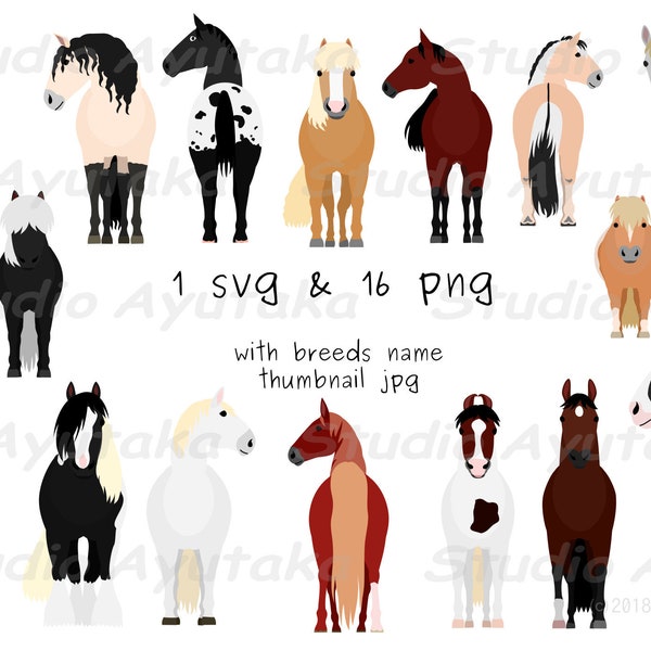 16 races de chevaux ensemble, svg, png, jpg