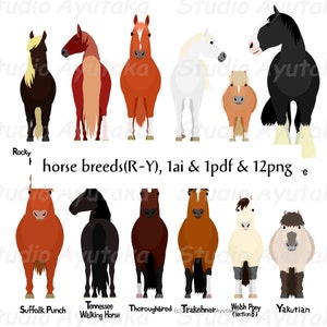 horse breed R~Y bundle,  ai, pdf, png