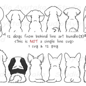 12 Hunde Back Line Art Bundle(3), SVG, PNG, Illustration, digitale Zeichnung, handgefertigt