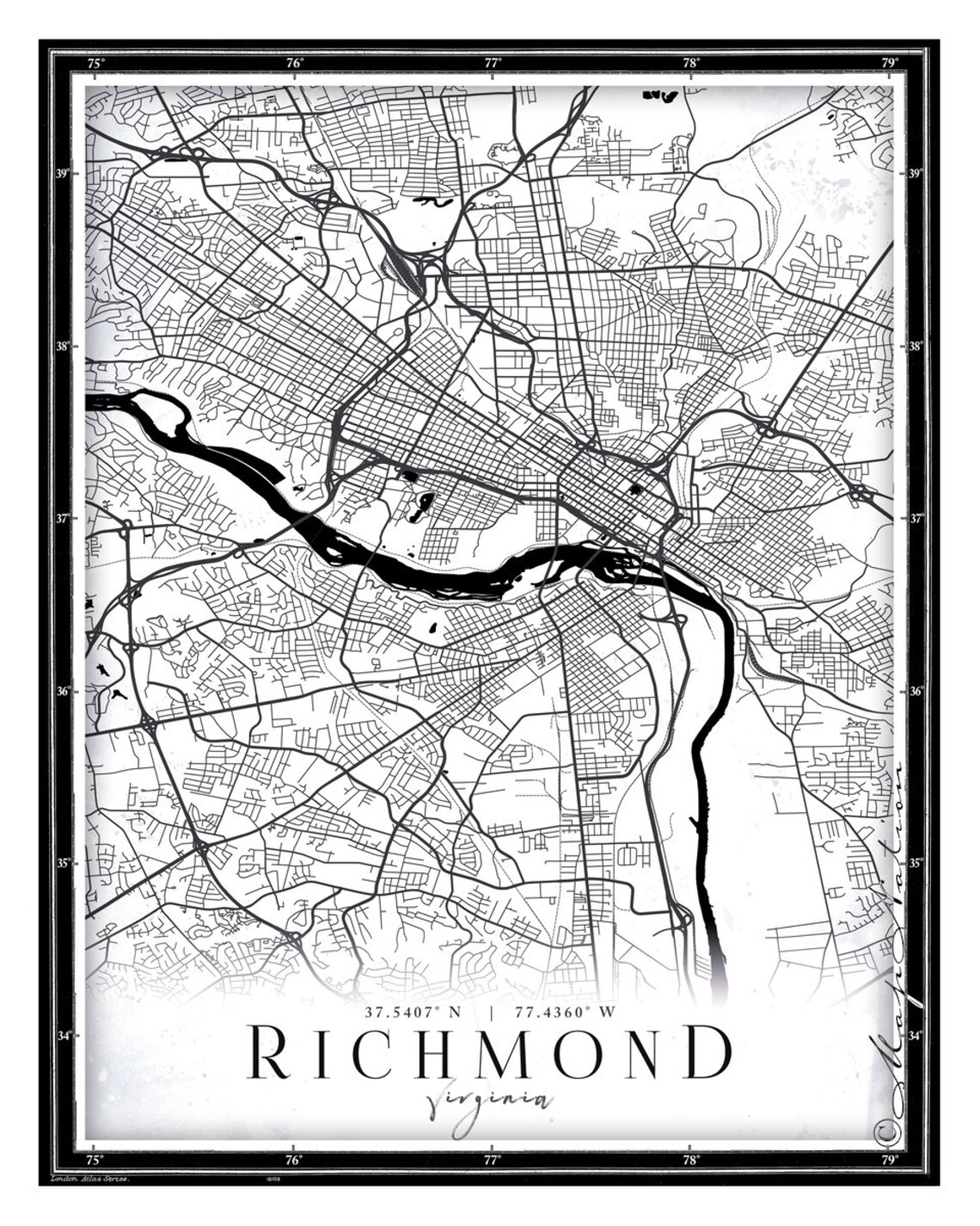 RICHMOND Map Print Poster Virginia Map Richmond Wall Art | Etsy