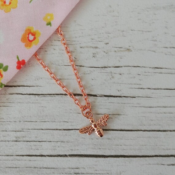 bumble bee necklace rose gold