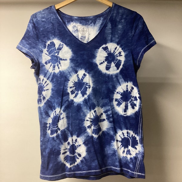 Shibori Heart Cotton V-Neck Tee