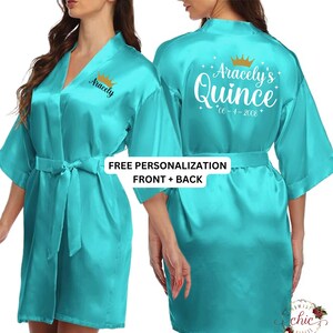 Quinceañera Satin Robe, Batas de Satin Con Personalisacion Gratis Robes, Mi Quinceañera Gifts, Sweet Sixteen Robes,  XV Personalized Robe,