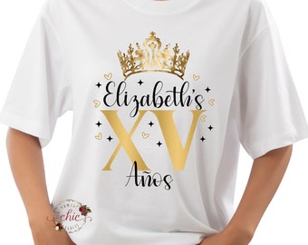Personalized Quinceañera Shirt, Mis Quince Playeras para Damas y chambelán, Quince Squad T-shirt Gift, 15 Celebration, XV Años regalo