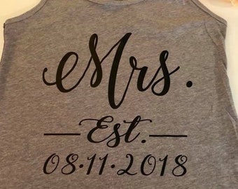 Mrs. White Bridal Racerback, Black Bridesmaid Proposal Tank, Maid of Honor Shirts, Bridal Party, Getting Ready Shirt, V neck,