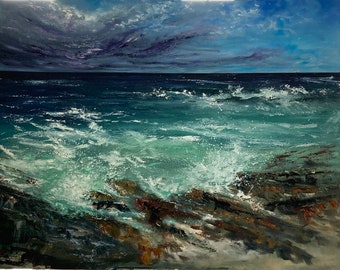 Wilde Ierse kust originele olieverf op diep canvas schilderij