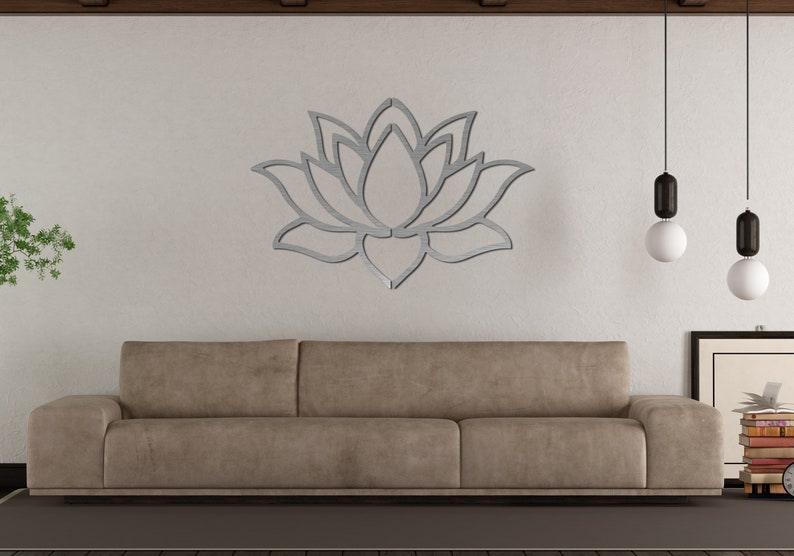 Brushed Lotus Flower metal wall art / Lotus wall art / lotus Etsy
