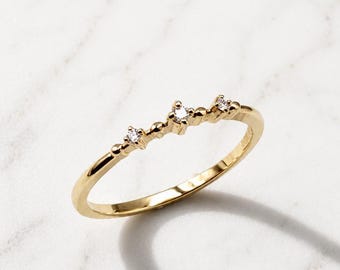 Anillo de diamantes Constellation Lab, oro amarillo de 9 quilates, diseño apilable con diamantes dispersos, con sello de garantía de Londres.