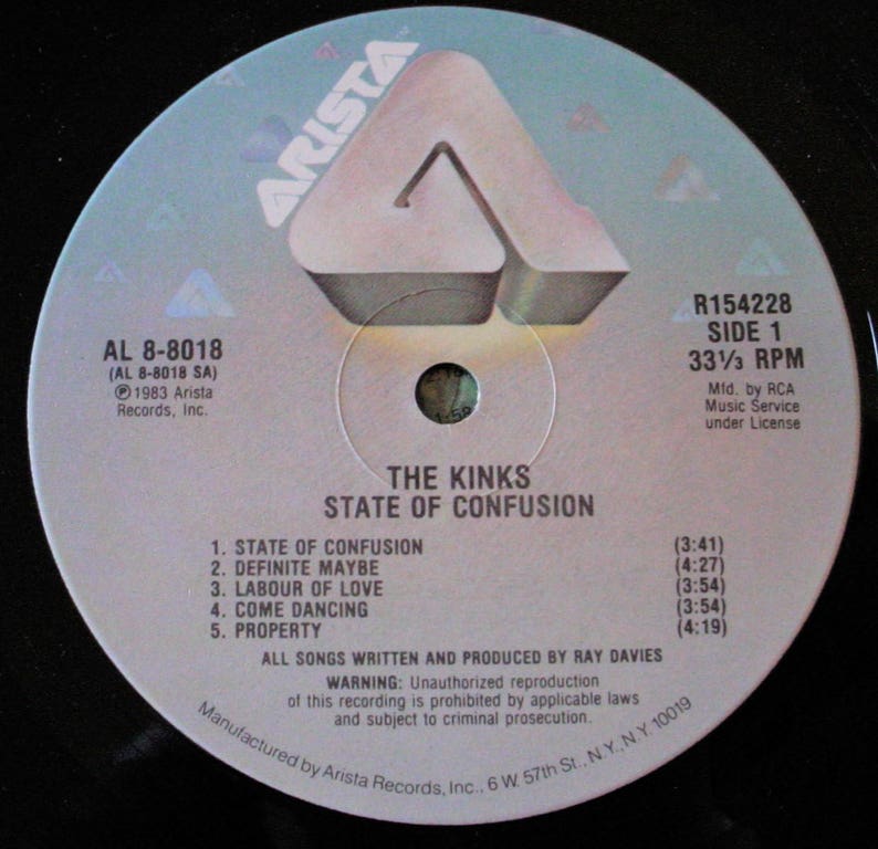 The Kinks State of Confusion 12 Vinyl LP Record | Etsy