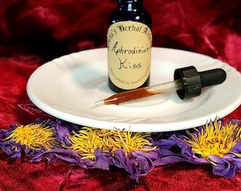 Aphrodisia's Kiss~Libido Elixir~Organic Herbs and Roots-Egyptian Blue Lotus~Muira Puama~Damiana~Shatavari~Maca~Cacoa~Ginseng~