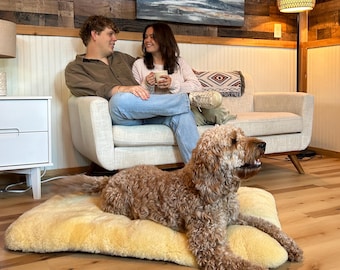 Cama grande para perros, colchoneta de piel de oveja para perros, cama para perros con artritis, regalo para amantes de los perros, cama de lana para perros, almohadilla para jaula de perros, para perros de razas grandes, cama para perros no tóxica