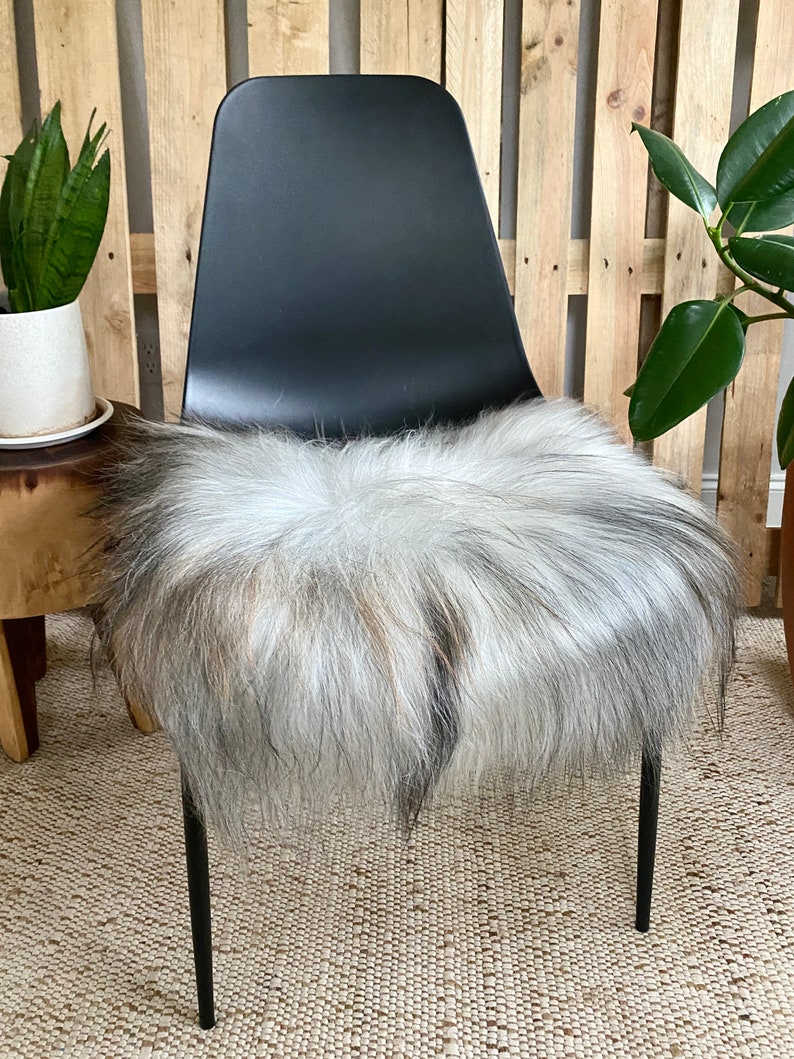 Sheepskin Chair Pad, Decorative Sheepskin, Fur Chair Cover, Seat Pads, Genuine Sheepskin, Sheepskin Couch Cover, black Sheepskin Seat pad image 9