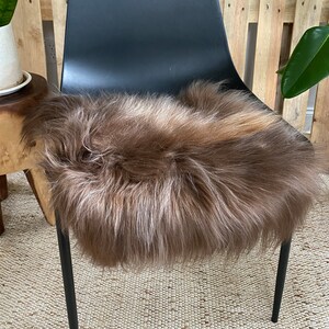 Sheepskin Chair Pad, Decorative Sheepskin, Fur Chair Cover, Seat Pads, Genuine Sheepskin, Sheepskin Couch Cover, black Sheepskin Seat pad light brown