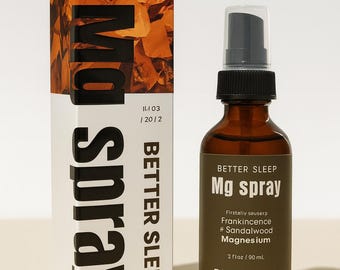 Spray para dormir con magnesio, aroma a incienso y sándalo, para una relajación reparadora.