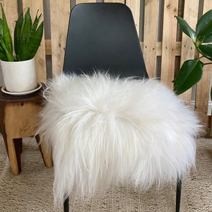 Sheepskin Chair Pad, Decorative Sheepskin, Fur Chair Cover, Seat Pads, Genuine Sheepskin, Sheepskin Couch Cover, black Sheepskin Seat pad white