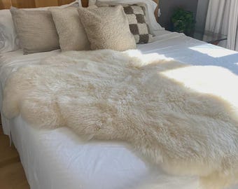 Sofa throw, sheepskin couch throw, fur couch cover, hygge decor, Nordic decor, fluffy rug