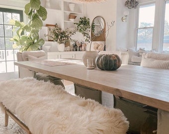 Sheepskin Couch Cover | Sheepskin Runner | 2-Pelt Sheepskin Rug | Sheepskin Rug White | Organic Sheepskin Rug | Scandinavian Area Rug