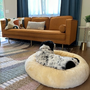 Medium Breed Animal Bed made from 100% Sheepskin, Short Fur Sheepskin Dog Bed, Sheepskin Animal Bed, Luxury Pet Bed for Cats and Dogs,