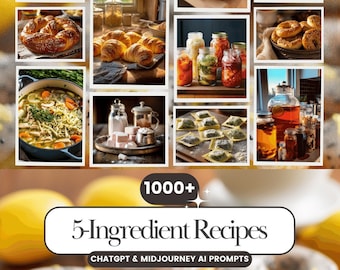 Midjourney & ChatGPT 5-Ingredient Recipes Prompt Pack + Notion Template