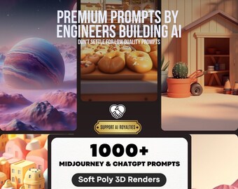 Midjourney & ChatGPT Design Soft Poly Renders Prompt Pack + Notion Template