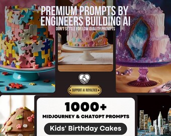 Midjourney & ChatGPT Kids Birthday Cakes Prompt Pack + Notion Template