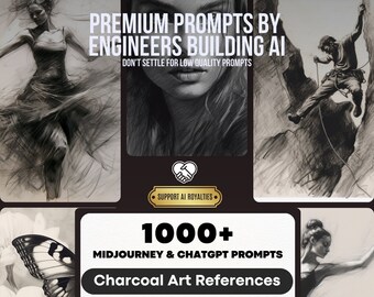 Midjourney & ChatGPT Charcoal Art Reference Prompt Pack + Notion Template