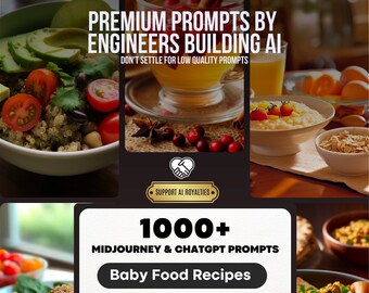 Midjourney & ChatGPT Baby Food Recipes Prompt Pack + Notion Template