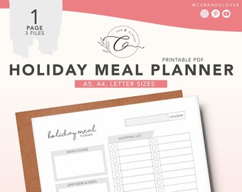 holiday menu planner etsy holiday menu planner