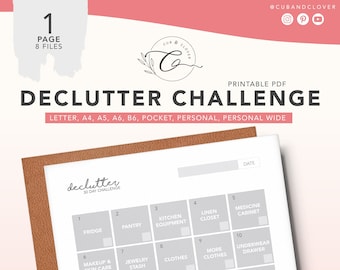 30 DAY DECLUTTER CHALLENGE | Printable | Household + Cleaning Planner, Daily Weekly Cleaning, Cleaning Schedule, Fun Cleaning Challenge