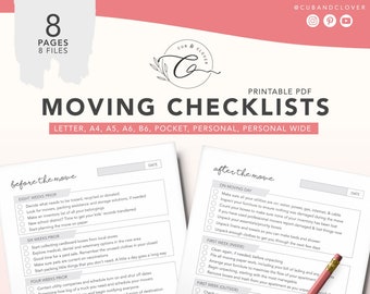 Moving Checklist Planner | Printable PDF, Task Lists