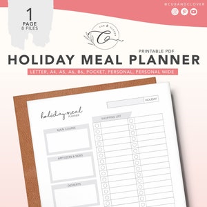 HOLIDAY MEAL PLANNER | Printable | Weekly Meal Planner, Meal Planner Printable, Grocery Lists, Menu + Meal Planning Kit, Kitchen Organizer
