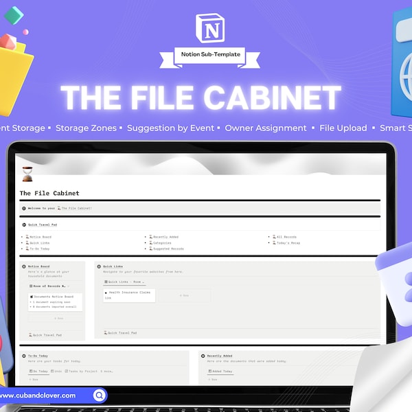 Notion Template | The File Cabinet | Notion Planner, Notion Dashboard, Record Storage,  Document Organizer, Mail Organizer, ADHD Planner