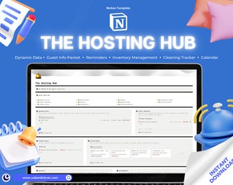 Modèle de notion | Le hub d'hébergement | Planificateur Notion, tableau de bord Notion, planificateur familial, itinéraire du week-end, liste de contrôle de nettoyage, planificateur TDAH