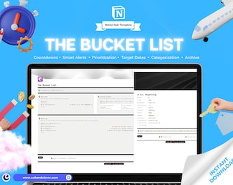 Notion Template | The Bucket List | Notion Dashboard, Planner, Summer List, Kids Bucket List, Couples Bucket List, Editable Bucket List