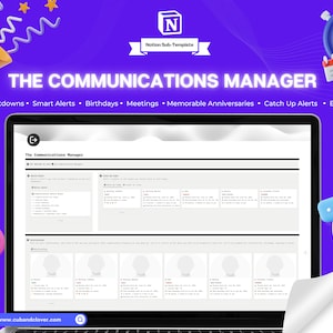 Notion Template | The Communications Manager | Notion Dashboard, ADHD Planner, Long Distance Relationship Tracker, Friends Birthday Tracker